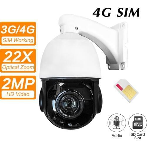 4G 3G SIM Card Camera Wifi Outdoor PTZ HD 1080P Speed Dome Camera Wireless IR 80M 22X Zoom Auto Focus CCTV Wifi IP Camera Audio