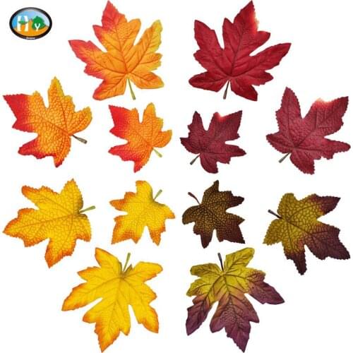 Maple Leaf Halloween Harvest Festival Flower Arrangement Decoration Yellow Red Autumn Leaf Simulation Maple Leaf
