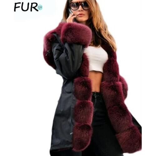 Brand American Military Camouflage Army Parka Long Women Military Coat with Thick Real Saga Fox Fur collar Wadded Jacket
