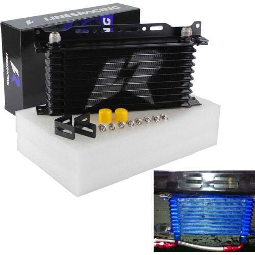 LINESRACING AN10 10Row Aluminum Oil cooler W/ 262mm Mounting Bracket Kit Trust Type Black/Blue