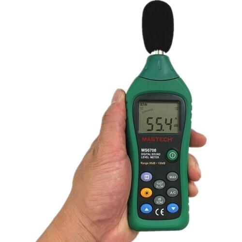 MASTECH MS6708 Handheld LCD Display 30dB ~ 130dB Digital Sound Level Meter Noise Tester DB Decibel Level Meters