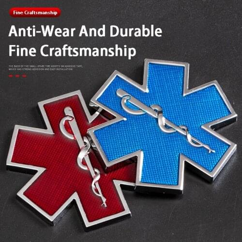 3D Metal Star Of Life Badge Ambulance Car Stickers Decal Emblem For Benz Bmw Hyundai Volvo Peugeot Chevrolet Skoda Accessories
