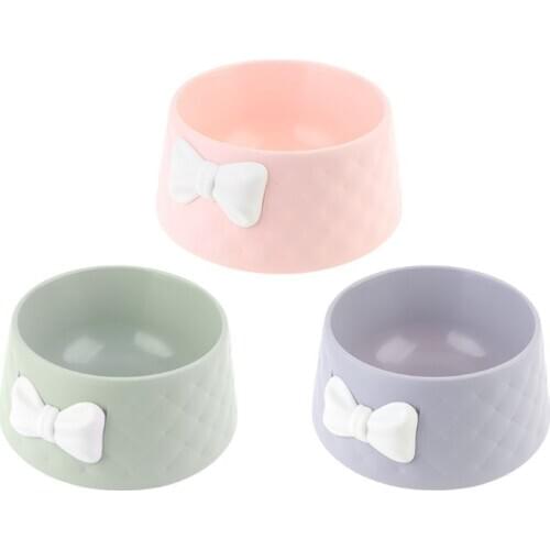 Cute Pet Feeder Rhombus Texture Bow-knot Candy Color Small Dog Bowl and Cats Food Bowls