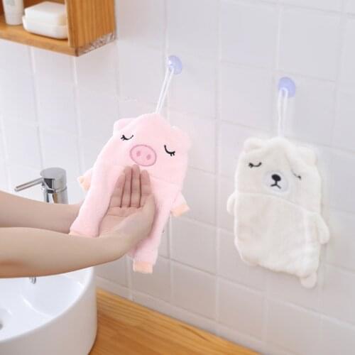 Multi Purpose Reused 1Pcs Hand Towels Baby Towel Coral Velvet Soft Cartoon Pattern for Household Pure Color