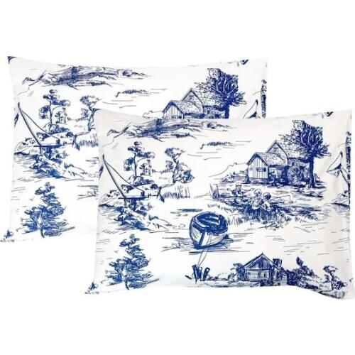 Scrub 100 Cotton 2 Pcs 50x70 Pillow Case Touile Blue 417773986