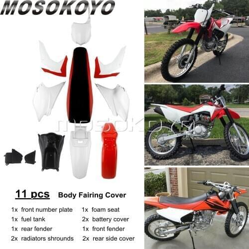 Motocross Full Badywork Fairing Side Cover Kit For Honda CRF230F 15-19 Front Rear Fender +Fuel Tank + Foam Seat + Battery Covers