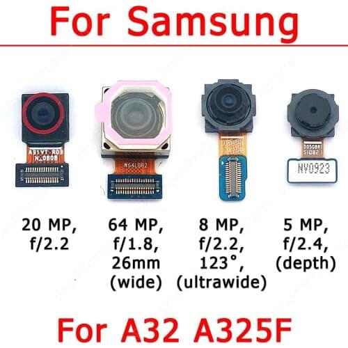 Original Rear Front Camera For Samsung Galaxy A32 A325F Frontal Facing Back Backside Selfie Small Camera Module Flex Spare Parts