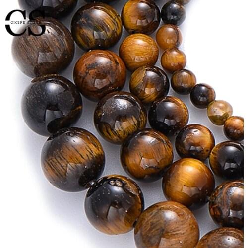 Original Natural Tiger Eye Stone Beads Round Loose Spacer Beads for Jewelry Making DIY Charm Bracelet Accessories 4/6/8/10/12mm