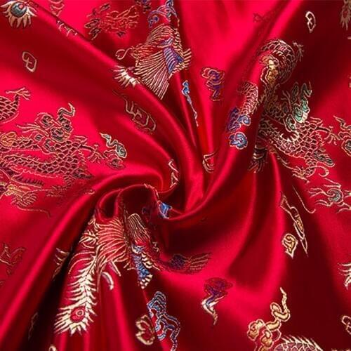 New arrival brocade yarn dyed dragon and phoenix fabric for patchwork felt tissue telas dress children cloth coat 100x90cm