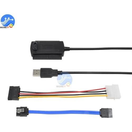 SATA PATA IDE Drive to USB 2.0 Adapter HDD 2.5" 3.5" Hard Drive Converter Adapter Cable with EU/US AC Power Plug