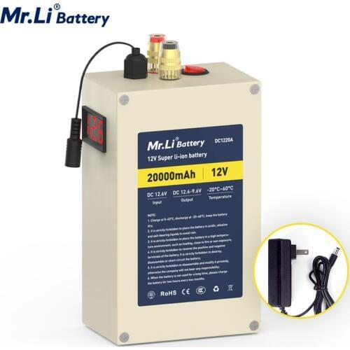 Mr.Li 12V 20Ah Rechargeable Lithium Battery Pack With Build in BMS For Outdoor Power Supply Home Appliance Boat Power Sonar