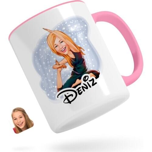 Personalized Women 'S Yoga Caricature Of Pink Mug Bardak-2