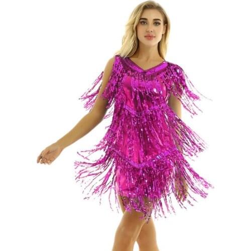 Latin Dance Dress Women Sexy tassel fringe sequin Salsa allroom Tango Cha Cha Rumba Samba Latin Dresses Rave Outfits Dancewear