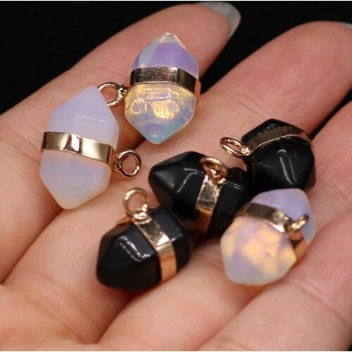 Fine Natural Stone Pendants Gold-plated Opal Small Crystal Pillar for Jewelry Making DIY Women Earring Necklace