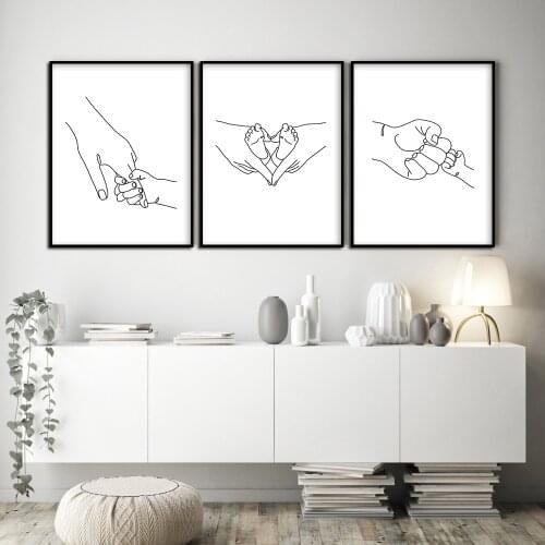 Nordic Poster Black And White Holding Hands Canvas Prints Together Quote Wall Pictures For Living Room Abstract Minimalist Decor