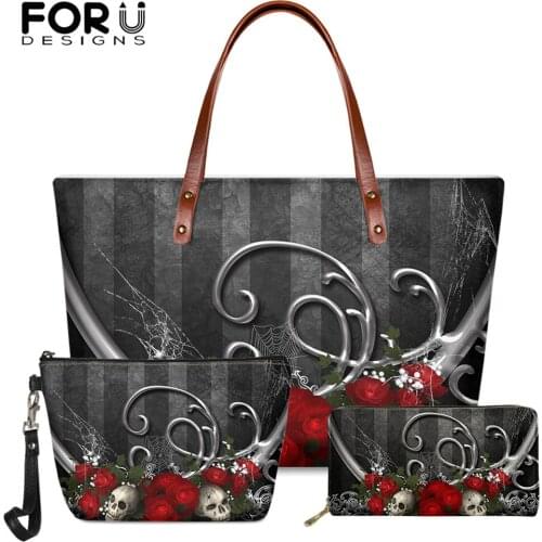 FORUDESIGNS Day of the Dead Skull Casual Lady Top-handle Bag Big Shoulder Handbag Teen Girl Tote Halloween Gifts Bolsos de Mujer