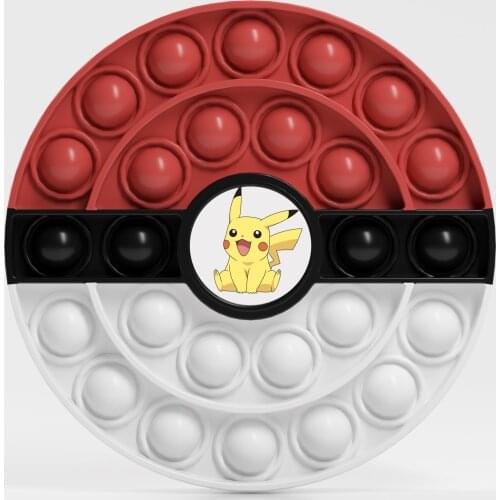 Bubble Sensory Pokemon Pikachu Go Bang Fidgeting Popper Toy Shell Stress Reliever Go Bang Hand Toys for Children Adults