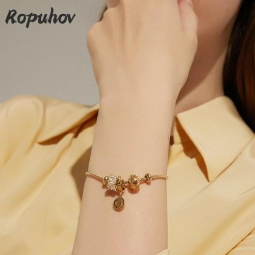 Ropuhov 2021 New Jewelry Fashion for Woman Korean Gift Boho Luxury Designer Stainless Steel Bracelet Charm Valentines Wholesale