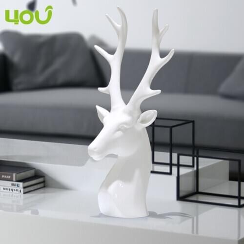 Luxury jewelry ornaments Home Furnishing ceramic decorative arts and crafts Feng Shui lucky desktop deer head ornaments