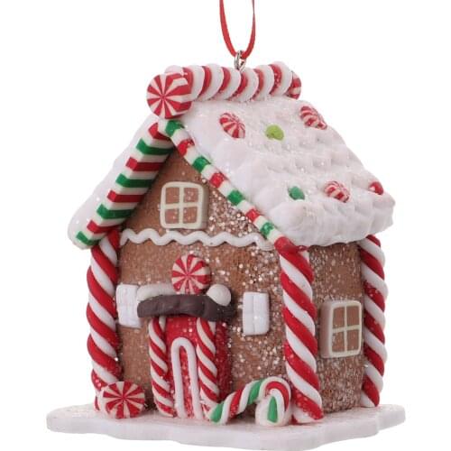 Christmas Resin House Hanging Pendant Xmas Tree Scene Festival Embellishment Hanging Ornament Party Decoration