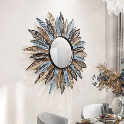 Sunglasses Wall Hanging Restaurant Light Luxury Wall Dining Side Mirror Wrought Iron Decorative Mirror Background American Porch
