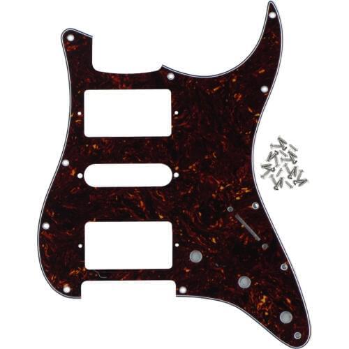 Standard FD HSH 11 Holes Electric Guitar Pickguard Scratch Plate 4Ply & Screws , Brown Tortoise