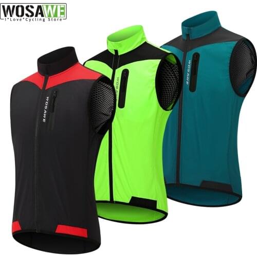 WOSAWE Men Womens Cycling Vest Windproof Waterproof Running Vest MTB Bike Bicycle Reflective Clothing Sleeveless Jacket Gilet
