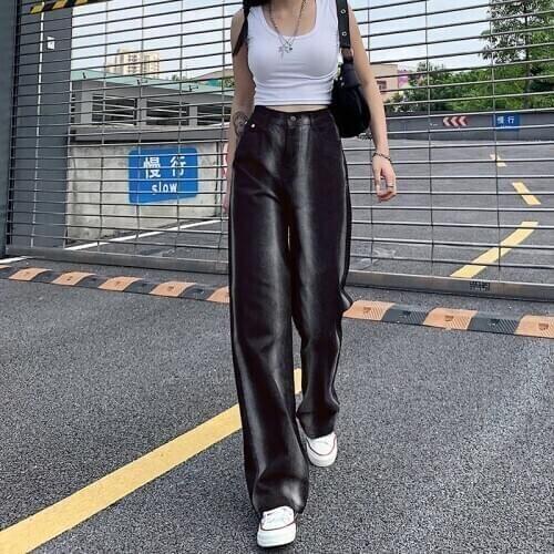 Vintage 2000s Aesthetic Black Baggy Y2K Boyfriend Mom Jeans for Women Cute Girls Streetwear High Waist Y2K Fashion Pants Bottoms