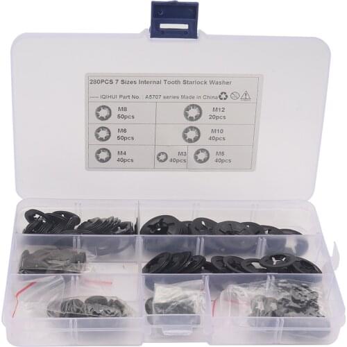 280/320/480/600pcs Internal Tooth Star Lock Washers Assortment Kit 7 Sizes Quick Speed Star Nut Locking Clips Fastener