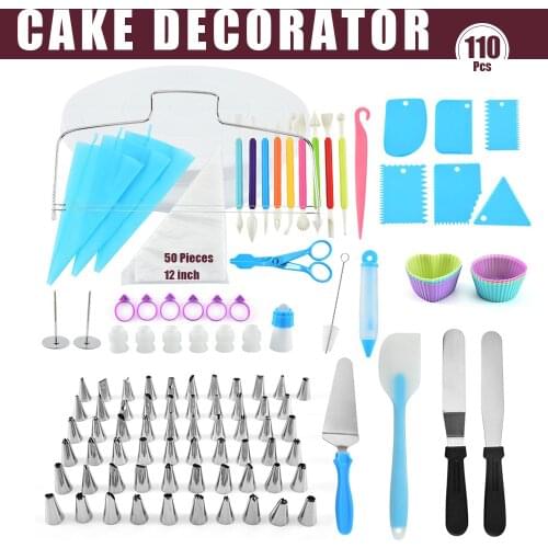 Cake Stand Turntable Rotating Set Icing Piping Nozzle Pastry Bag Tube Silicone Fondant Scraper Dessert Baking Decorating Tools