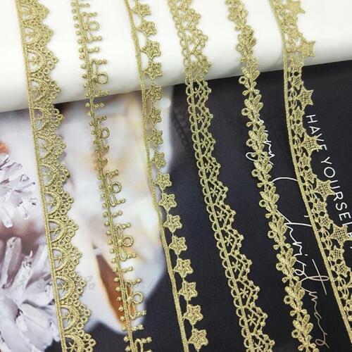 High quality 2 yards Width 1-2CM sewn gold lace trim braid lace DIY garment accessories macrame embroidery lace JDB18 JDB25