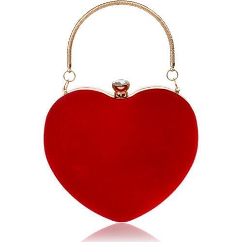 Womens Japan and South Korea heart-shaped handbag fashion ladies cosmetic bag dinner bag clutch bag