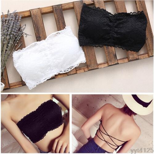 Women Strapless Lace Camisole Backless Bra Bandeau Slim Sexy Tube Tops 2020 summer hot sell
