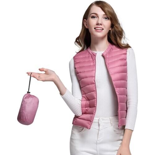 Autumn Duck Down Vest Womens Short Jacket Sleeveless Portable Puffer Vest Coat Female 2020 New Winter Student Waistcoat