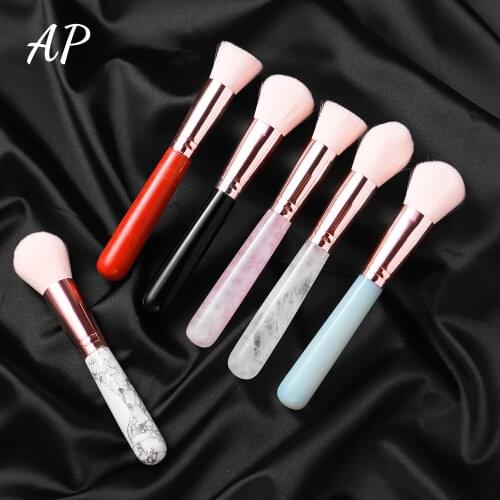 1pc Natural Rose Quartz Cosmetic Brush Soft Hair Skin Care Beauty Tool Crystal Massage Stick Thin Face Woman Gift