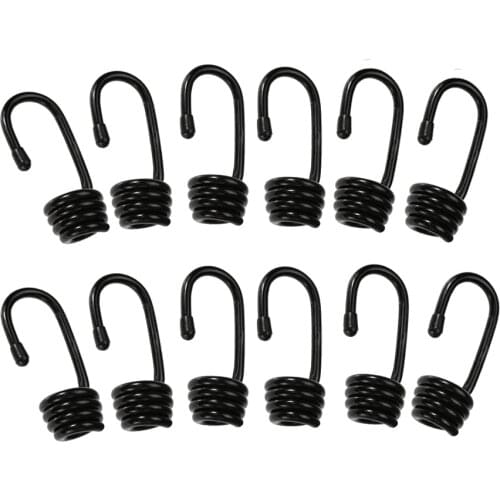 12 pieces spiral hooks black for ø 6mm expander rope rubber rope tarpaulin rope