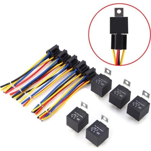 DC 12V Car SPDT Automotive Relay 5 Pin 5 Wires with Harness Socket 30/40 Amp