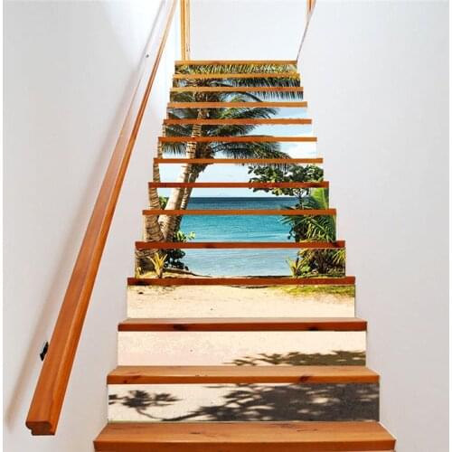 13pcs/Set Stairway Decor Stairs Stickers Removable Stair Creative Decoration Self-Adhesive Floor Wall Mural Home Decorative