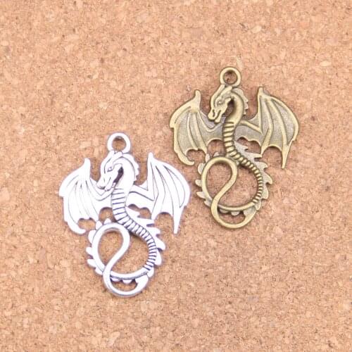 36pcs Charms dragon loong 34x26mm Antique Pendants,Vintage Tibetan Silver Jewelry,DIY for bracelet necklace