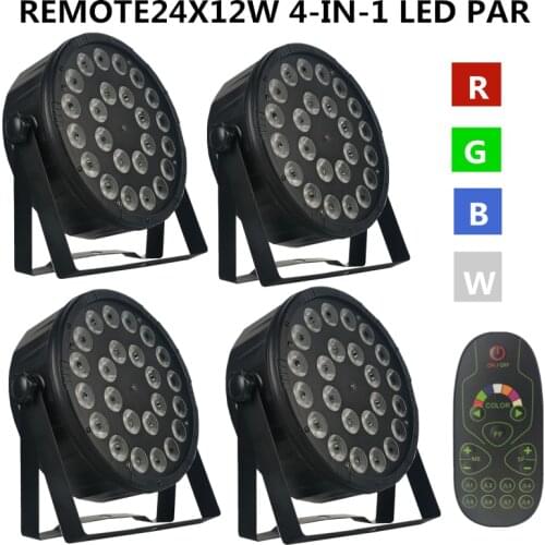 4pcs/ 24X12W REMOTER LED PAR RGBW PAR / disco light dmx 8CH led wash light stage professional