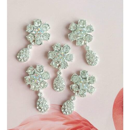 5 Pieces/Lot 23*42mm Rhinestone Decoration Metal Handmade Crafts DIY Accessories For Jewelry Making