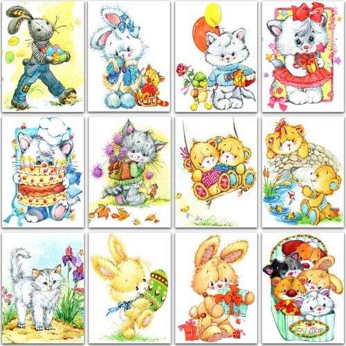 5D DIY Diamond Painting art animals flowers Cat rabbit gift Full Square&Round Diamond mosaic embroidery Cross stitch home decor