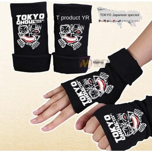 Anime Gloves Winter Warm Gloves Mens Fingerless Gloves Tokyo Ghoul Steampunk Cartoon Knitted Gloves CosplayClothing Accessories