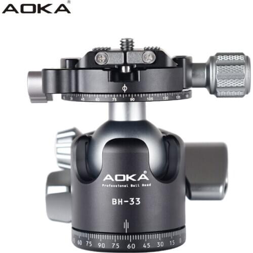 AOKA BH33R Ballhead Professional Aluminum Double Panoramic Head For Camera Tripod With Quick Release Plate Free Shipping