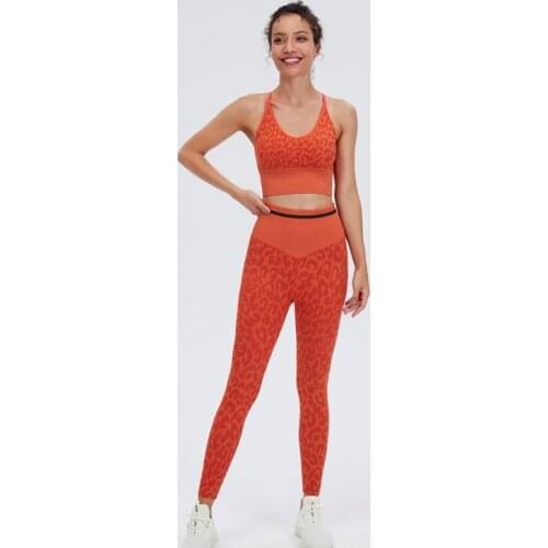 Seamless Yoga Set Sports Bra High Waist Hip Yoga Pants Running Fitness Leggings Quick Drying Leopard Print Workout Yoga Suit