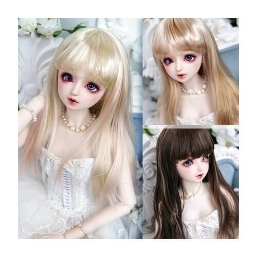 BJD Doll Wig for 1-3 1-4 1-6 size super-soft silk mixed color natural long hair doll accessories