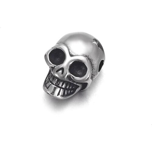 Stainless Steel Skull Bead Spacer Polished 2.5mm Hole Beads Metal Charms DIY Bracelet Jewelry Making Accessories