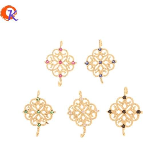 Cordial Design 20Pcs 13*17MM Jewelry Accessories/CZ Earrings Connectors/Genuine Gold Plating/DIY Part/Hand Made/Jewelry Findings