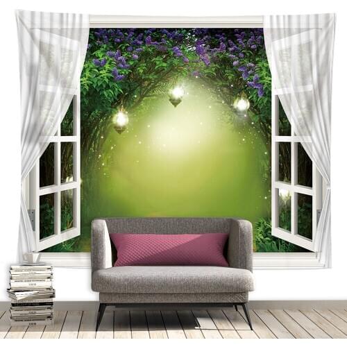 SepYue Scenery Outside The Window 100% Polyester Living Room Decoration Landscape Tapestry Bohemian Decor