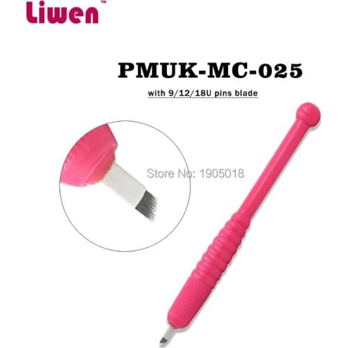 Cheap 100pcs/lot Manual Disposable makeup pen machine with 3D microblade tattoo eyebrow 9pin 12 pins 18U shape needle